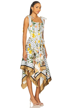 Shoulder Ties Printed Midi Dress Monse
