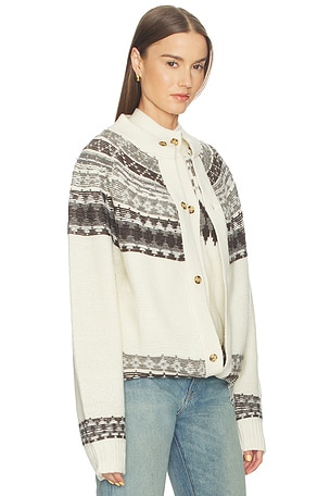 Monse Fold-Up Fair Isle Cardigan in Ivory