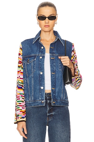 Crochet Sleeves Denim Jacket Monse