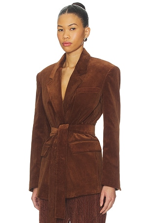 Monse Deconstructed Lapel Tailored Jacket in Brown