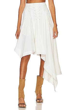 Lace Up Asymmetrical Hem Skirt Monse