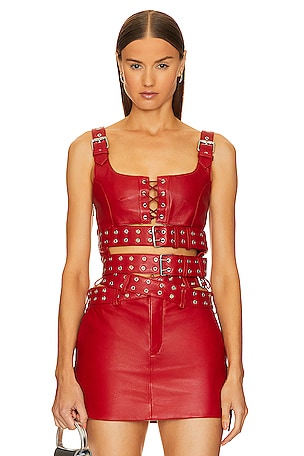 Double Belted Leather Bra Top Monse