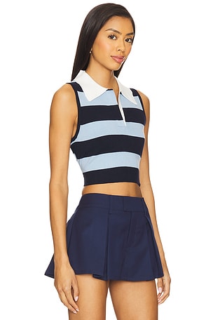 Monse Belt Back Cut-out Sleeveless Top in Blue