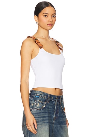 Monse Leather Strap Tank Top in Ivory