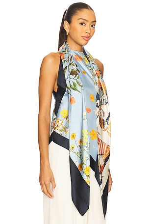 Monse Printed Scarf Top in Baby Blue