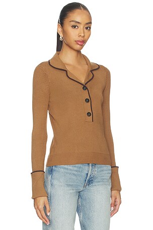 Monse Knitted Pajama Top in Tan