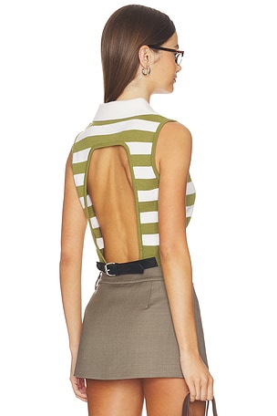 Leather Belt Cut Out Knitted Top Monse