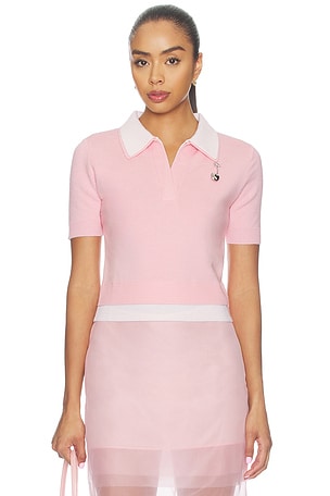 Doubled Half Front Placket Knit Tee Monse