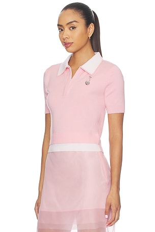 Monse Doubled Half Front Placket Knit Tee in Pink