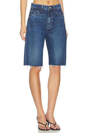 MOTHER The Half-pipe Bermuda Fray Short in Blue. Size 27. Also