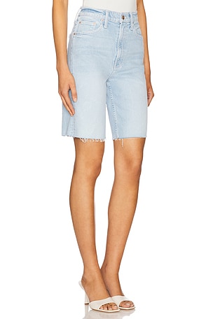 MOTHER High Waisted Rider Bermuda Short Fray in Blue
