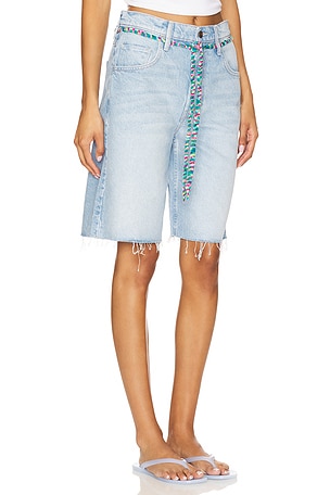 MOTHER The Shoelace Fun Dip Short Fray in Blue