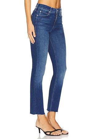 MOTHER The Mid Rise Dazzler Ankle Fray Jeans in Denim-Medium. Size 33. Also