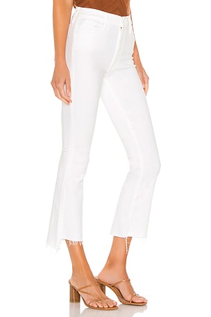 MOTHER Lil' Petite Insider Crop Step Fray Jeans in White