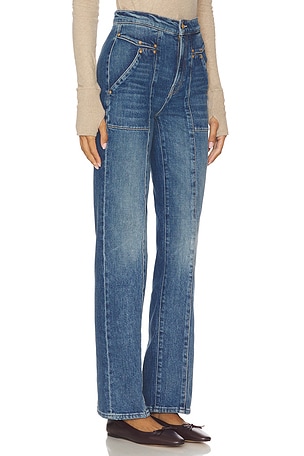 MOTHER The Riveting Rambler Zip Sneak Jeans in Blue
