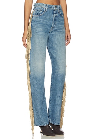 MOTHER The Fringe Half-pipe Button Sneaker Jeans in Blue