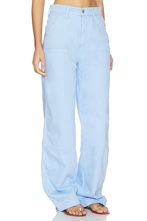 MOTHER The Bee's Knees Stud Finder Sneak Jeans in Baby Blue