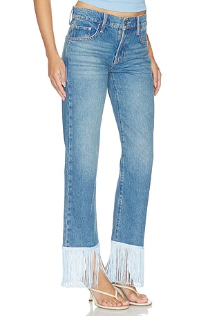 MOTHER The Relish Fringe Ankle Jeans in Blue