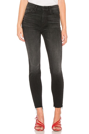 MOTHER High Waisted Looker Ankle Fray in Night Hawk | REVOLVE