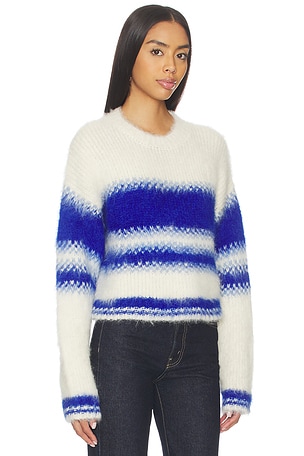 MOTHER The Crop Jumper in Blue,Ivory