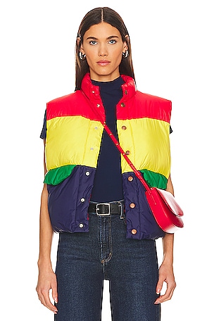 The Pillow Talk Tri Color Puffer Vest MOTHER