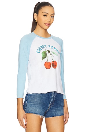 MOTHER The Sporty Concert Tee in White,Baby Blue