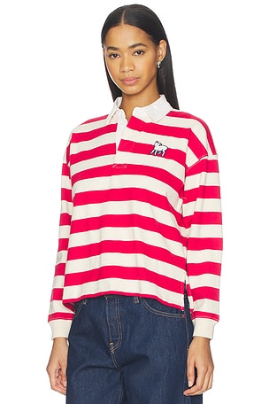 MOTHER The Boxy Match Polo in Red,Cream