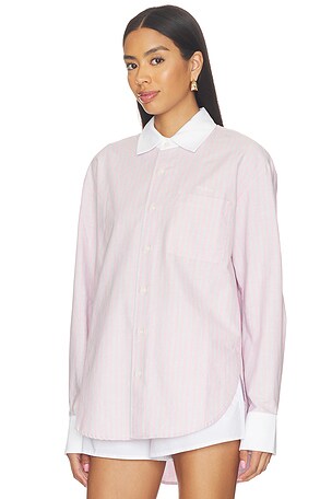 MOTHER The Roomie Frenchie Shirt in Rose