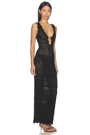 MORE TO COME Cattleya Crochet Maxi Dress in Black