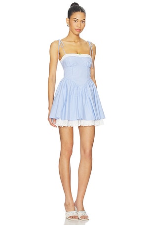 MORE TO COME Anastasia Mini Dress in Blue,White