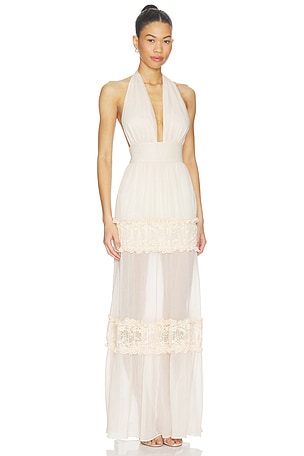 MORE TO COME x Emma Rose Solara Halter Gown in Neutral