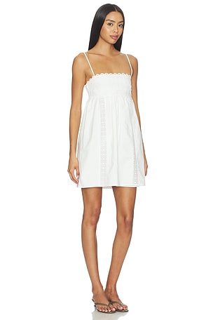 MORE TO COME Julie Babydoll Mini Dress in White. Size XXS. Also