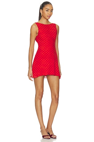 MORE TO COME Farren Boat Neck Mini Dress in Red. Size XXS. Also