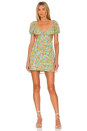 MORE TO COME Marlene Cut Out Dress in Green Floral | REVOLVE