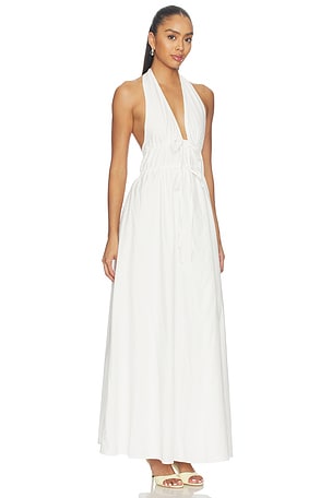 MORE TO COME Alohi Halter Maxi Dress in White. Size XXS. Also