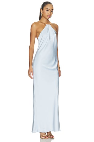 MORE TO COME August Halter Maxi Dress in Baby Blue