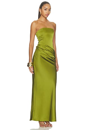 MORE TO COME Meriah Strapless Gown in Green
