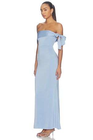 MORE TO COME Skyla Off Shoulder Gown in Baby Blue