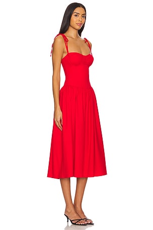 MORE TO COME Theresa Midi Corset Dress in Red