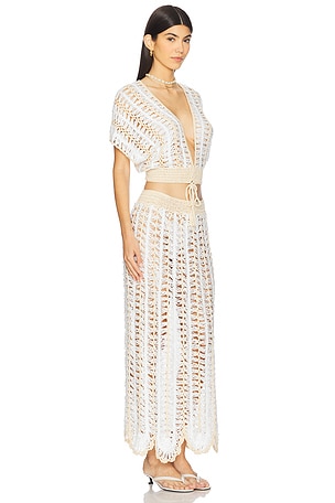 MORE TO COME Mayla Skirt Set in White,Taupe