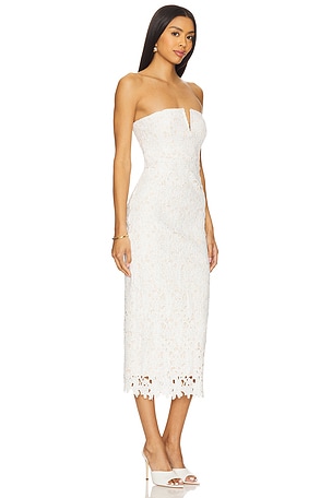 MORE TO COME Scarlett Midi Dress in White