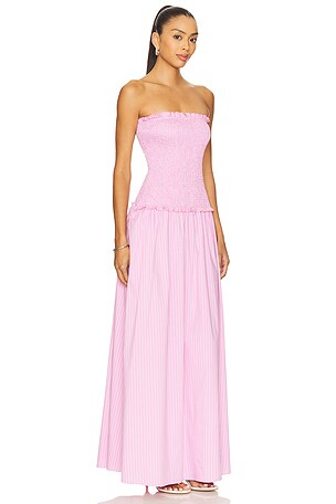 MORE TO COME Izabella Strapless Maxi Dress in Pink
