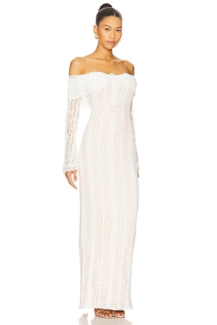 MORE TO COME Annabelle Off Shoulder Maxi in White