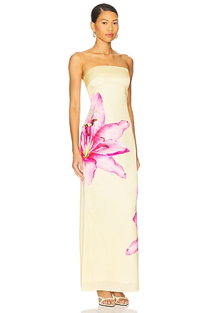 MORE TO COME Lyza Strapless Maxi Dress in Lemon. Size XXS. Also