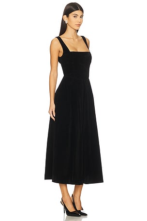 MORE TO COME Cinthia Velvet Midi Dress in Black