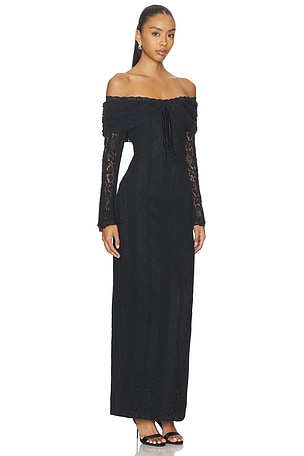 MORE TO COME Annabelle Off Shoulder Maxi in Black