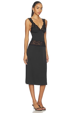 MORE TO COME Georgianna Lace Midi Dress in Black