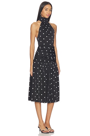 MORE TO COME Carmina Halter Midi Dress in Black. Size XXS. Also