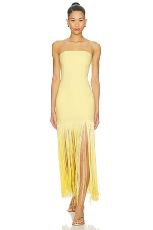 MORE TO COME Marissa Fringe Dress in Yellow