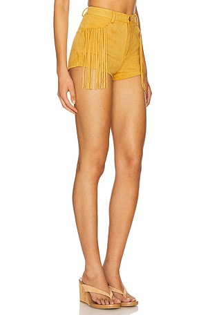 MORE TO COME Autumn Fringe Short in Tan
